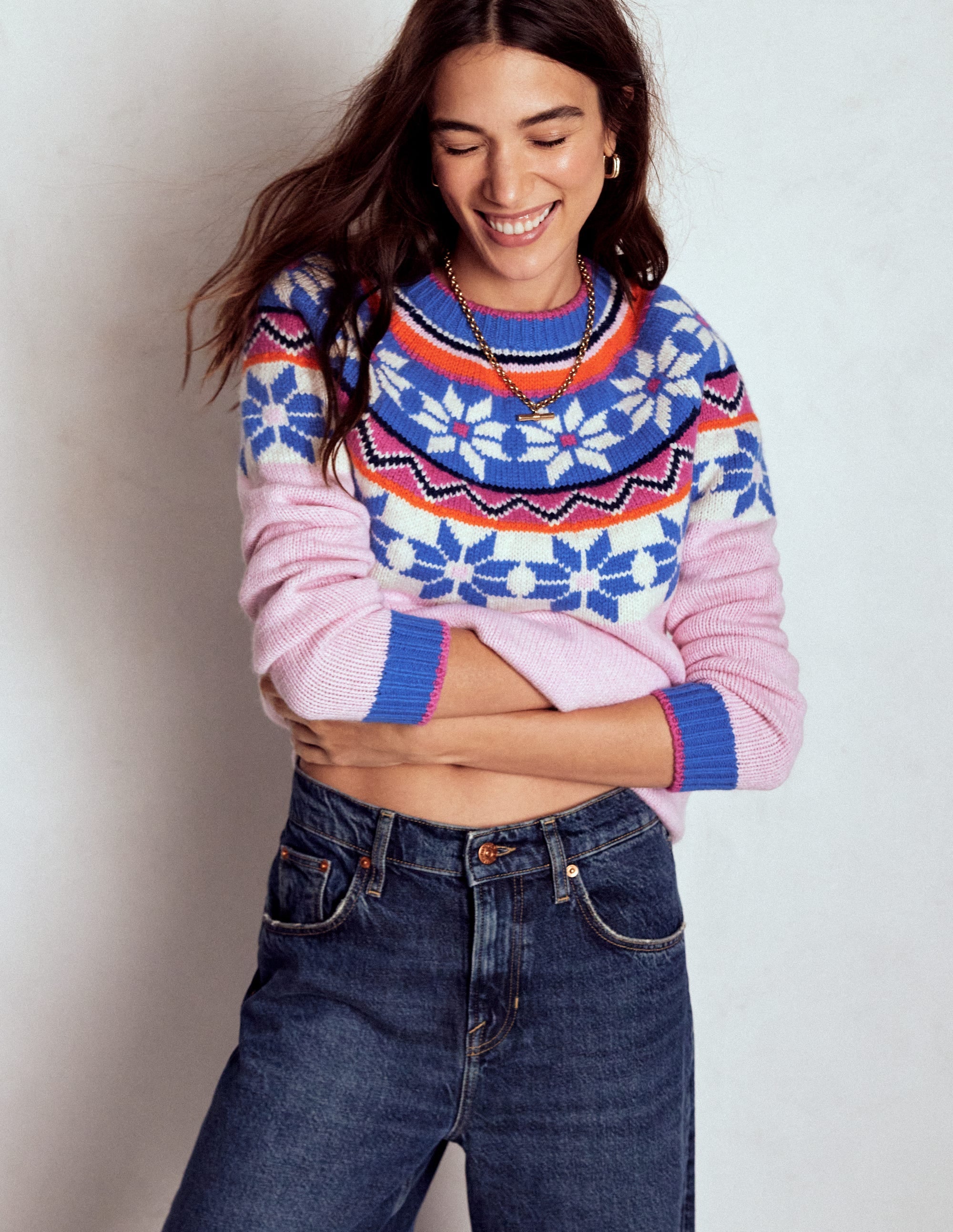 Eleanor Fair Isle Jumper-Meadowsweet Pink - Image 5