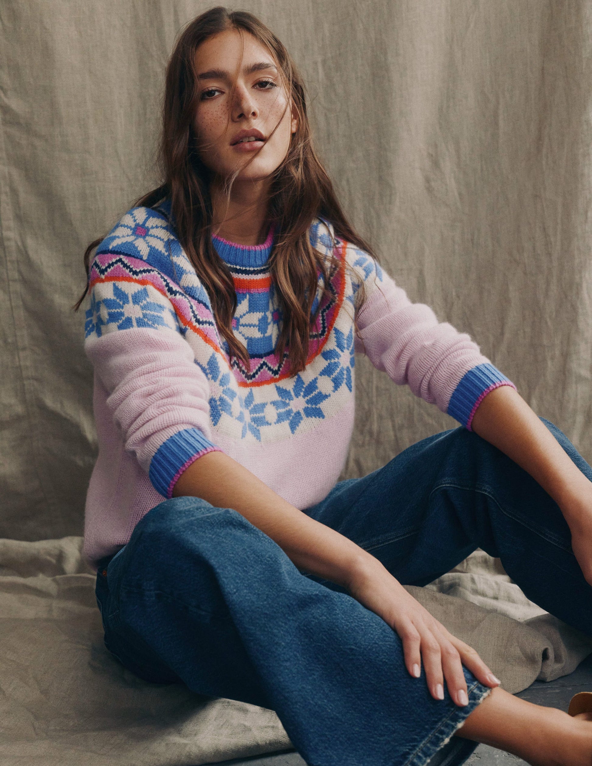 Eleanor Fair Isle Jumper-Meadowsweet Pink-1