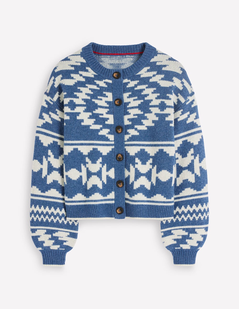 Abi Jacquard Cardigan-Denim Blue Aztec