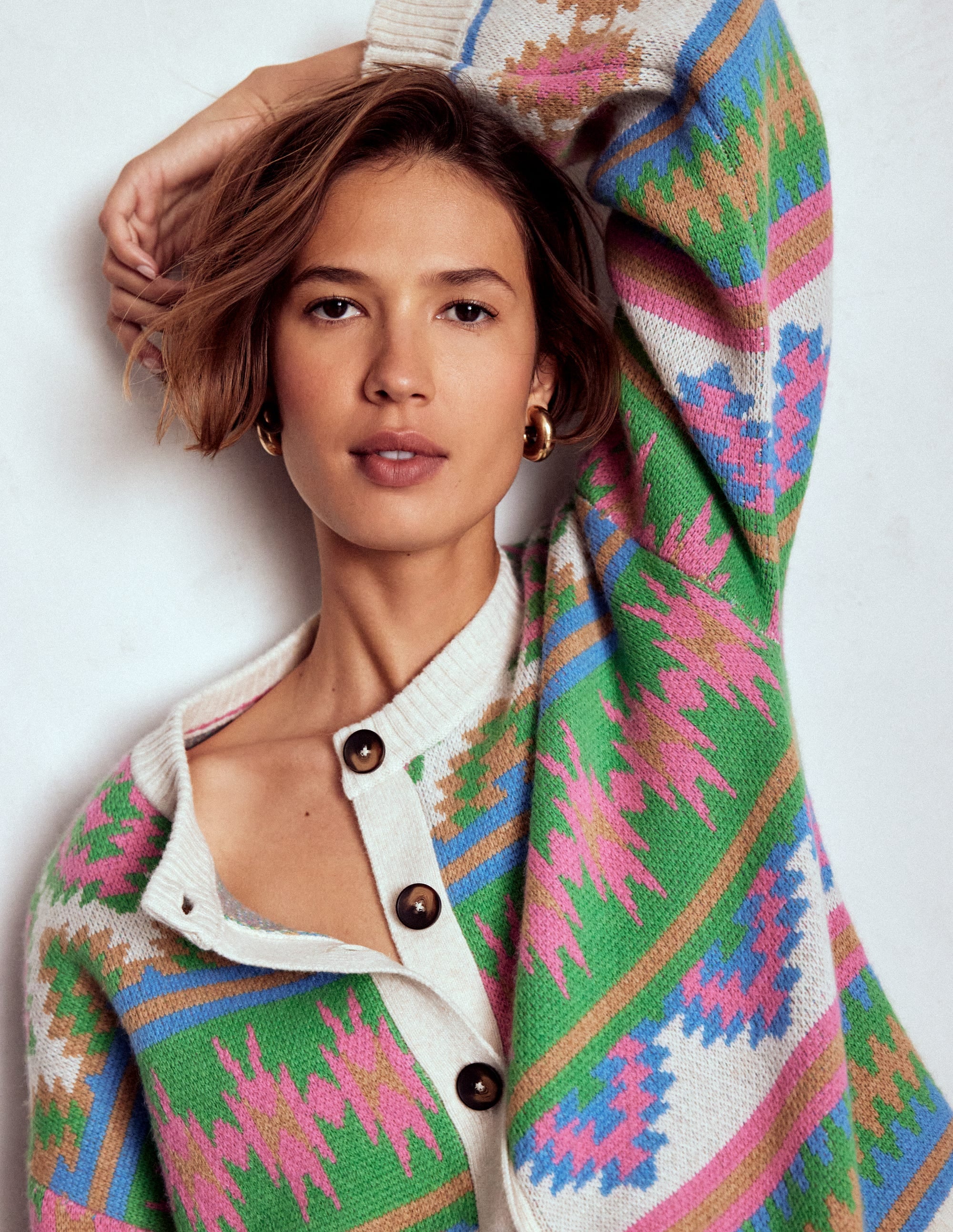 Abi Jacquard Cardigan-Multi Aztec - Image 1