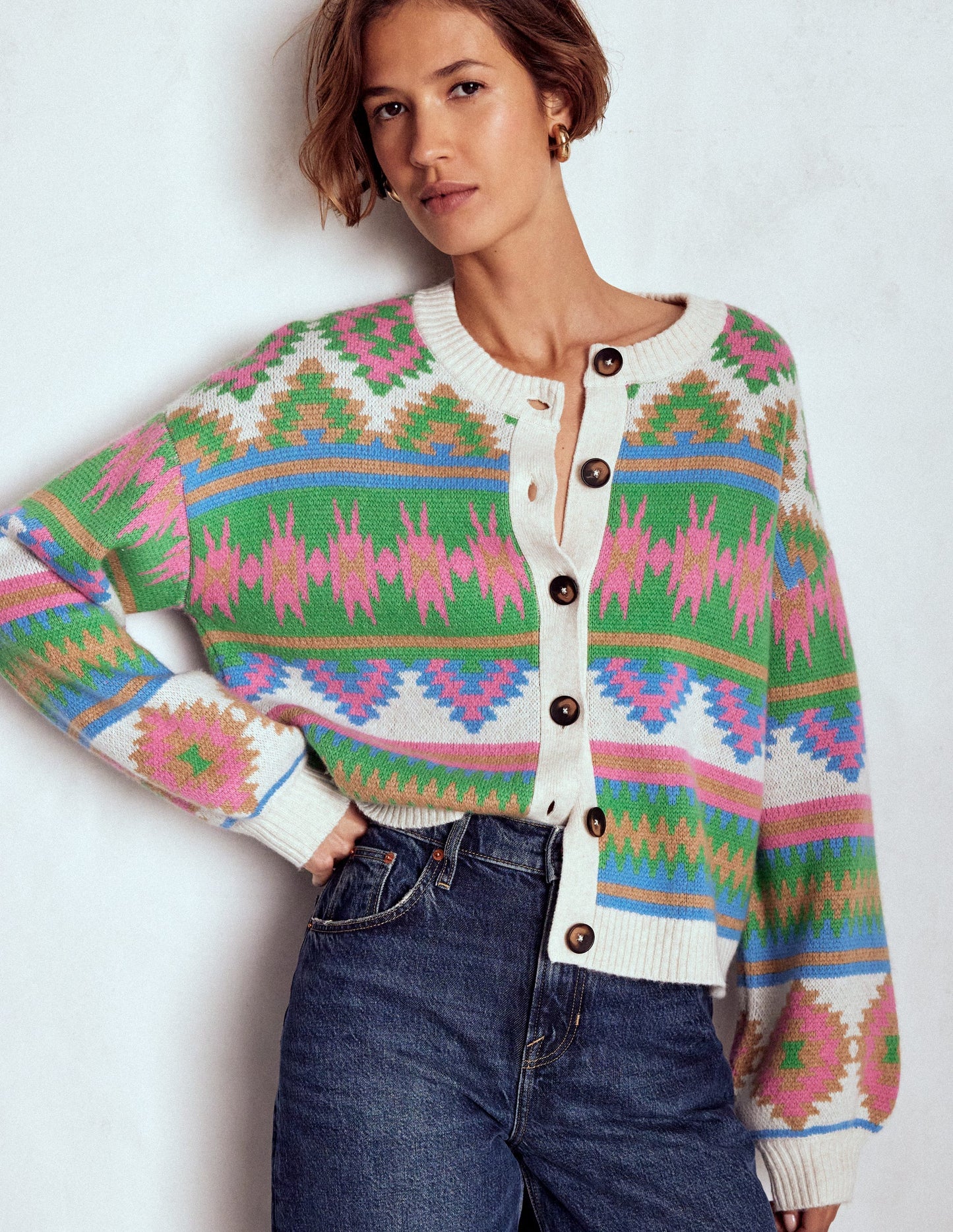 Abi Jacquard Cardigan-Multi Aztec
