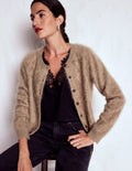 Kat Brushed Cashmere Cardigan-Dark Mink Melange