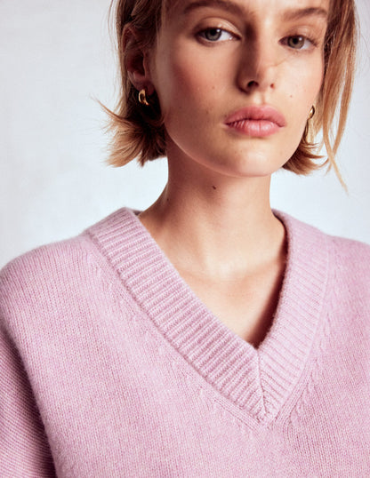 Marion Merino V-neck Jumper-Blush Pink-2