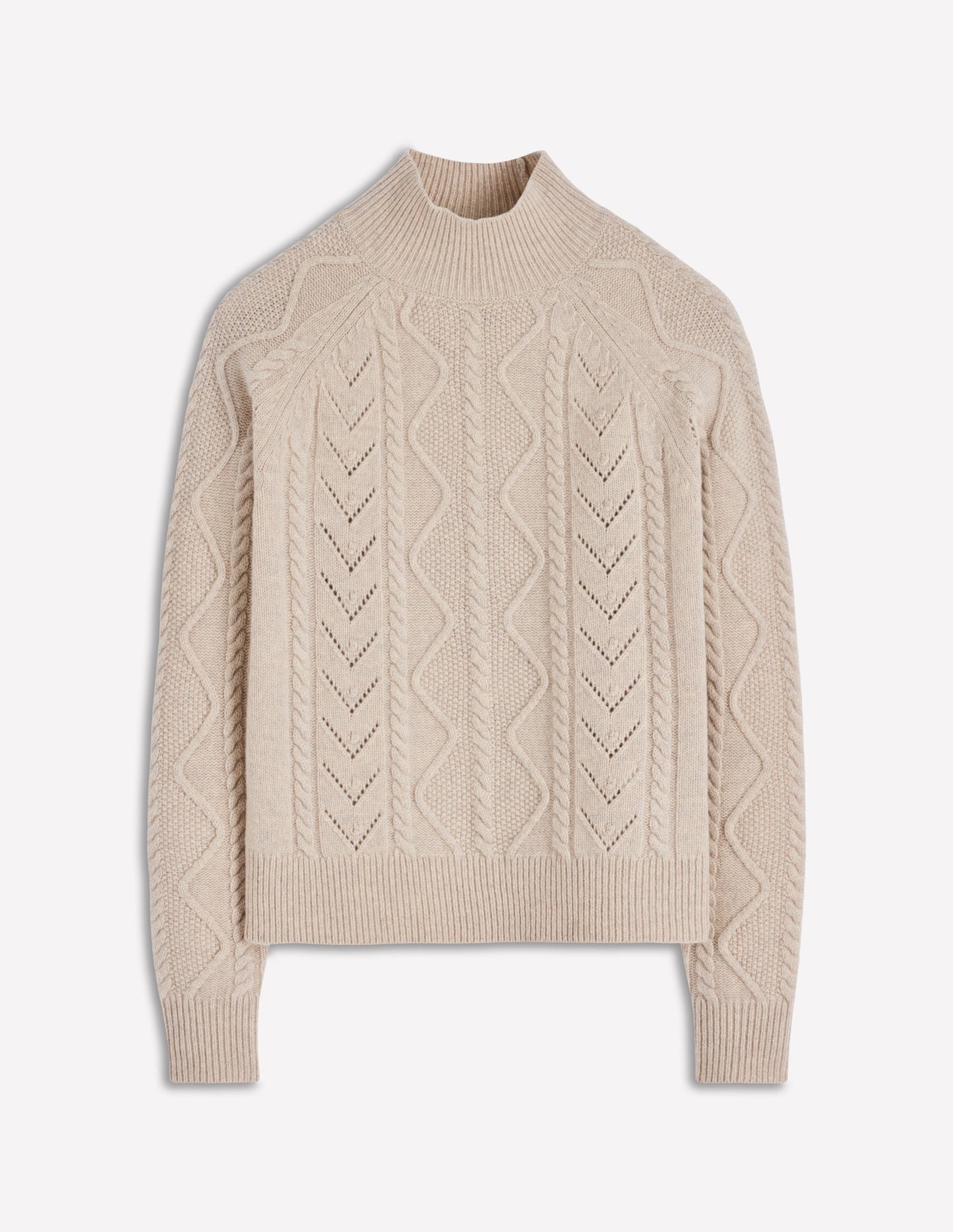 Marion Merino High Neck Jumper-Barley Cable