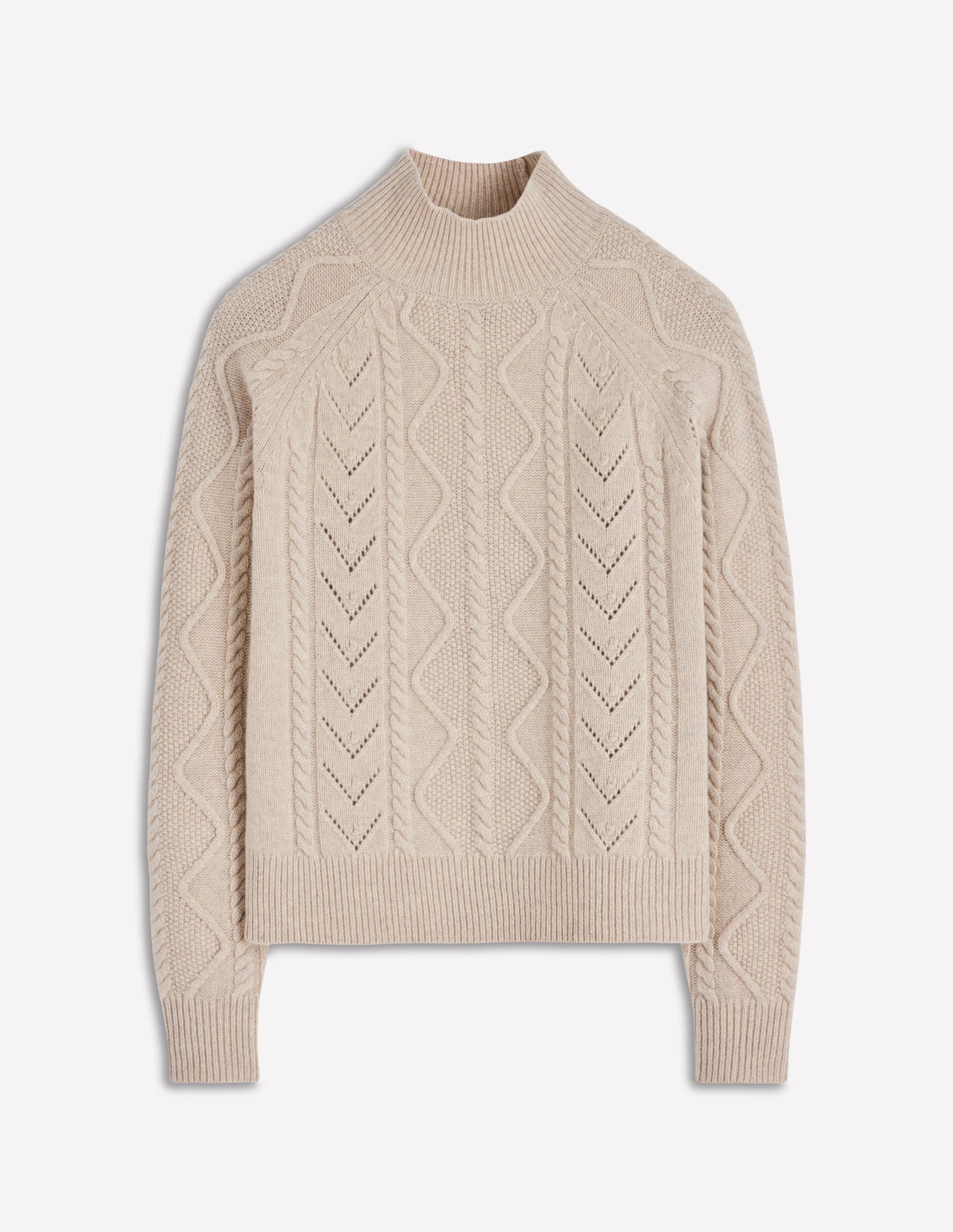 Marion Merino High Neck Jumper-Barley Cable-7