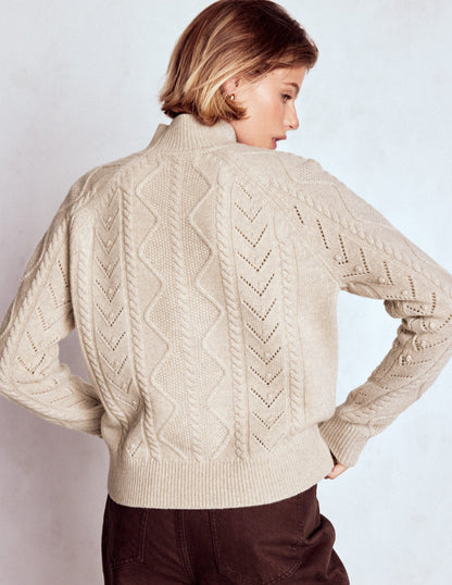 Marion Merino High Neck Jumper-Barley Cable-3