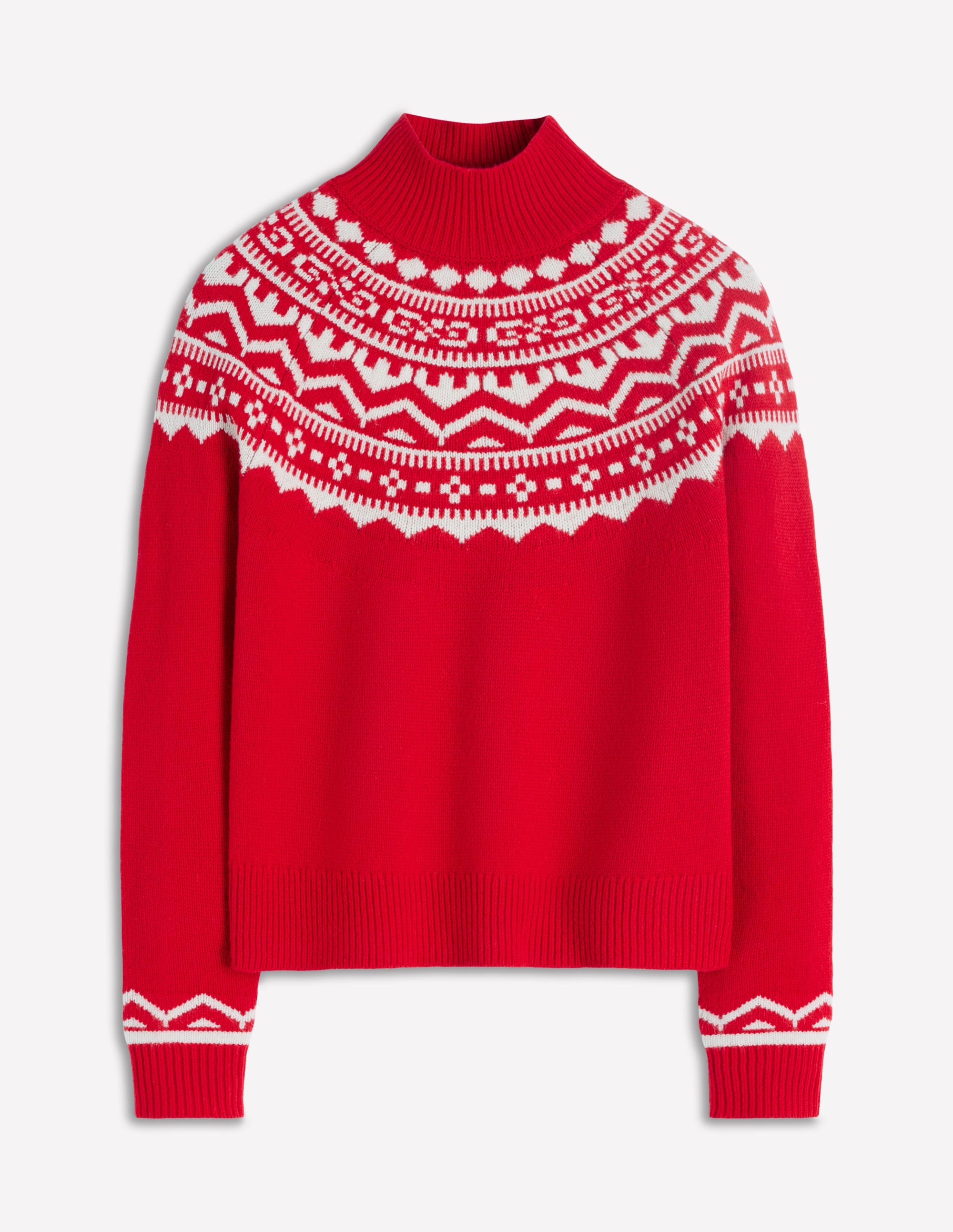 Marion Merino High Neck Jumper-Poppy Red Fair Isle - Image 6