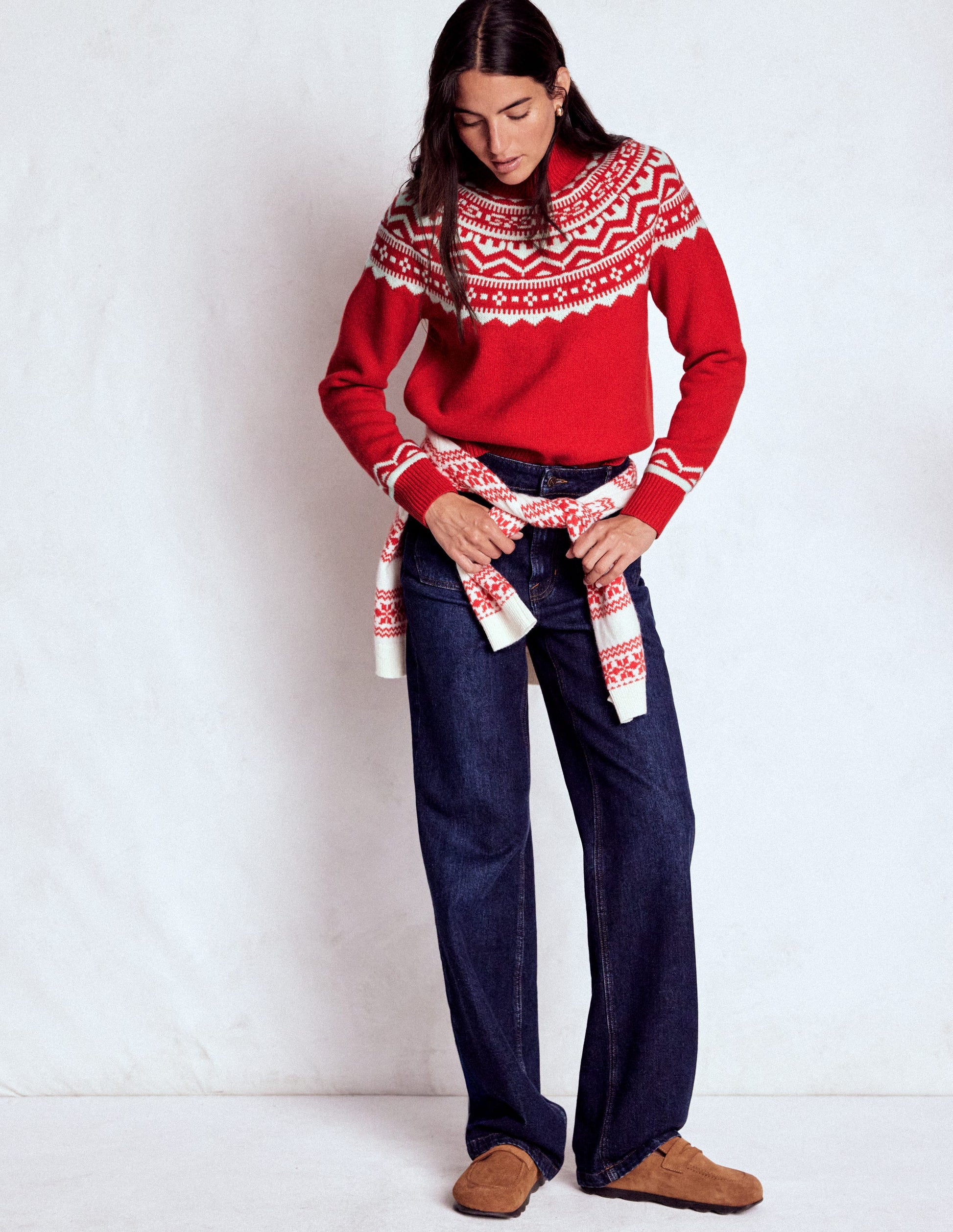 Marion Merino High Neck Jumper-Poppy Red Fair Isle-4