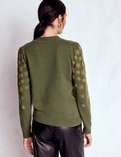 Elizabeth Embellished Jumper-Leaf Green-3