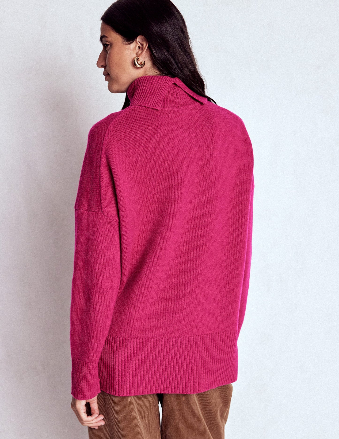 Polly Merino Roll Neck Jumper-Sorbet Pink