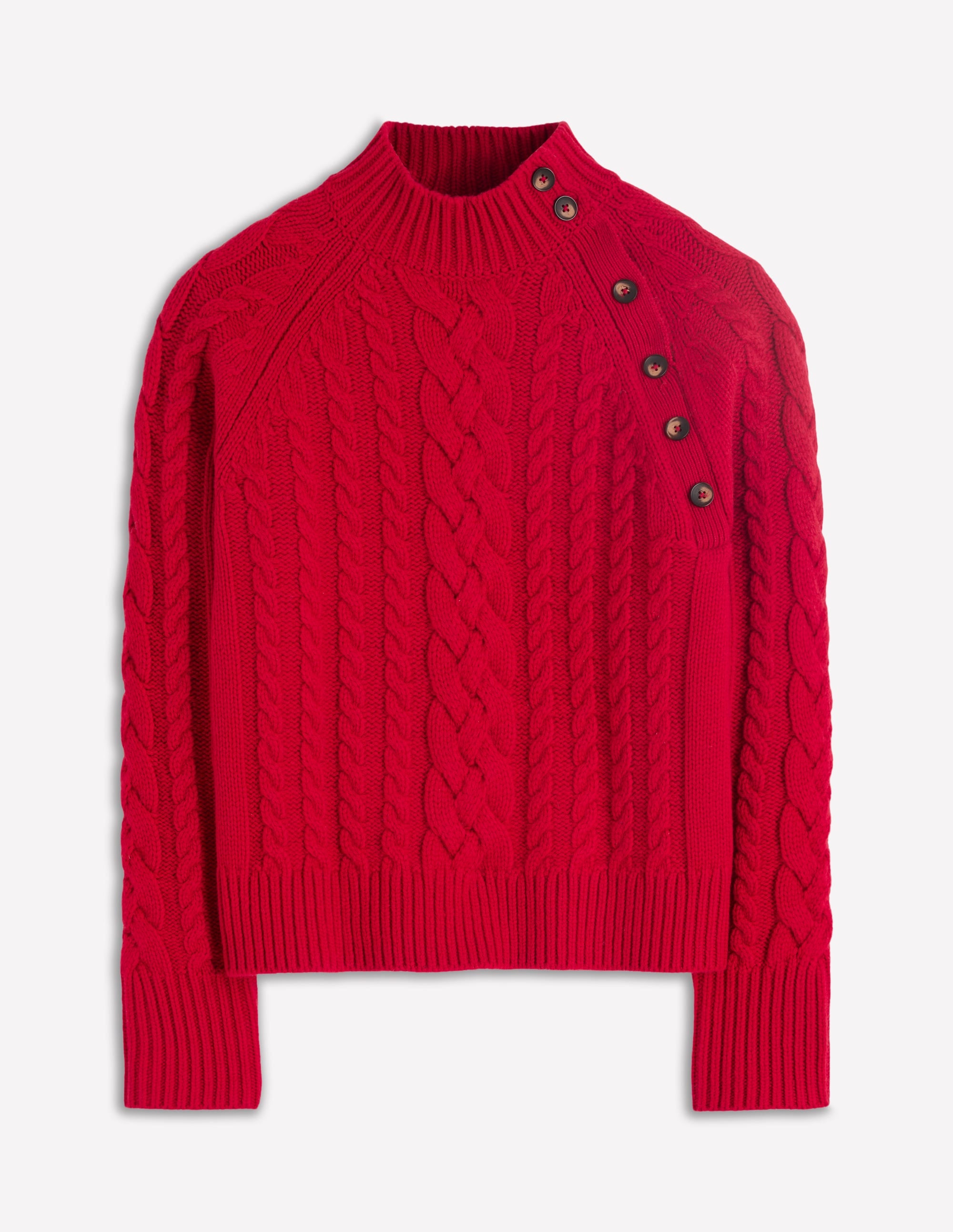 Amara Merino Cable Jumper-Carmine Red - Image 7