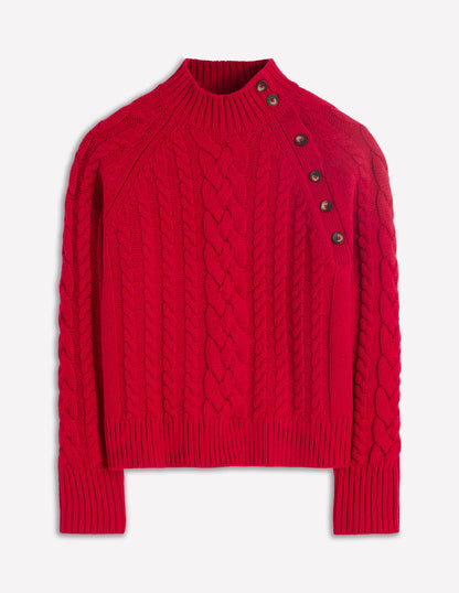 Amara Merino Cable Jumper-Carmine Red-7