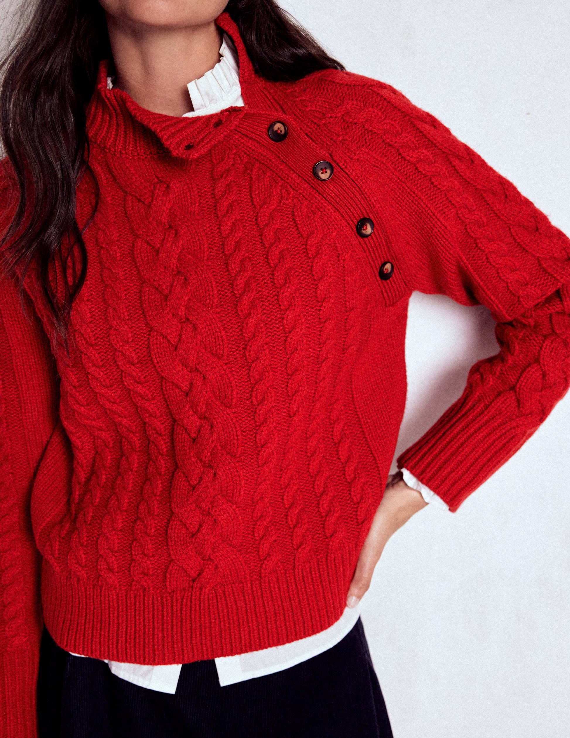 Amara Merino Cable Jumper-Carmine Red-2