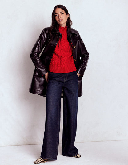 Amara Merino Cable Jumper-Carmine Red-5