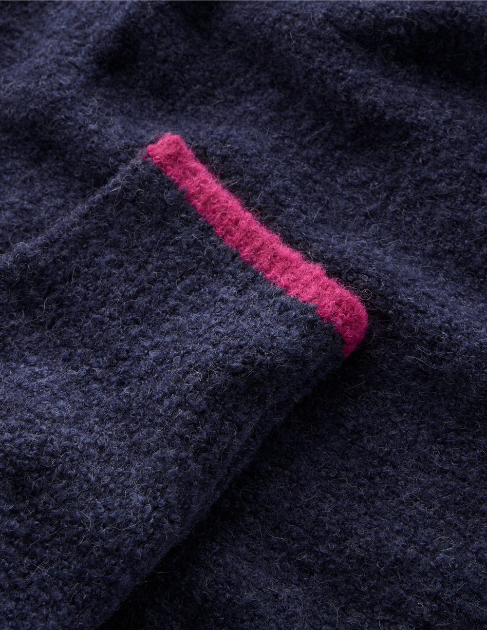 Bouclé Raglan Hoodie-Navy-6