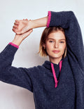 Bouclé Raglan Hoodie-Navy