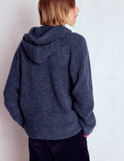 Bouclé Raglan Hoodie-Navy-3
