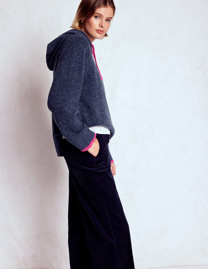 Bouclé Raglan Hoodie-Navy-4