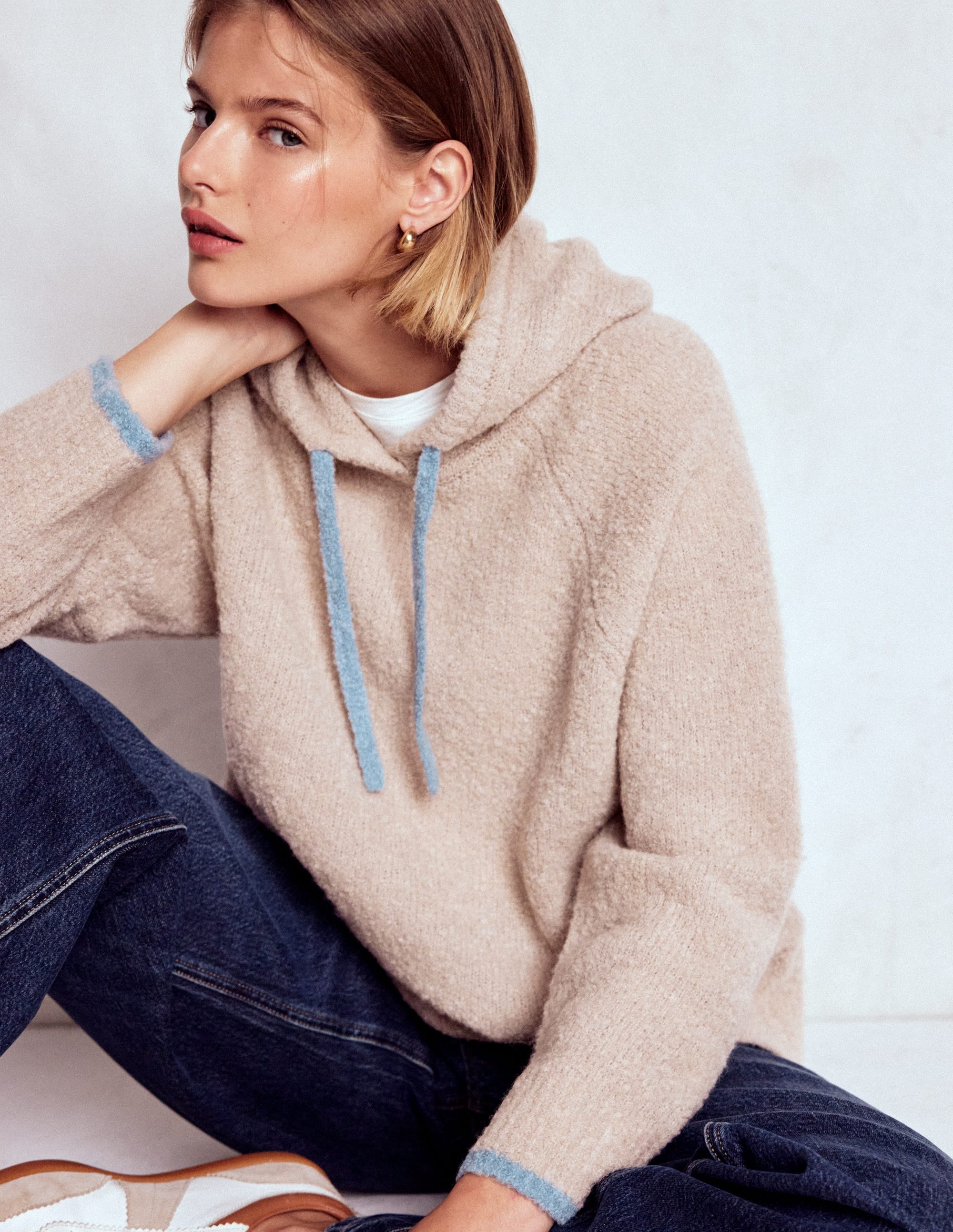 Bouclé Raglan Hoodie-Chinchilla Melange - Image 1