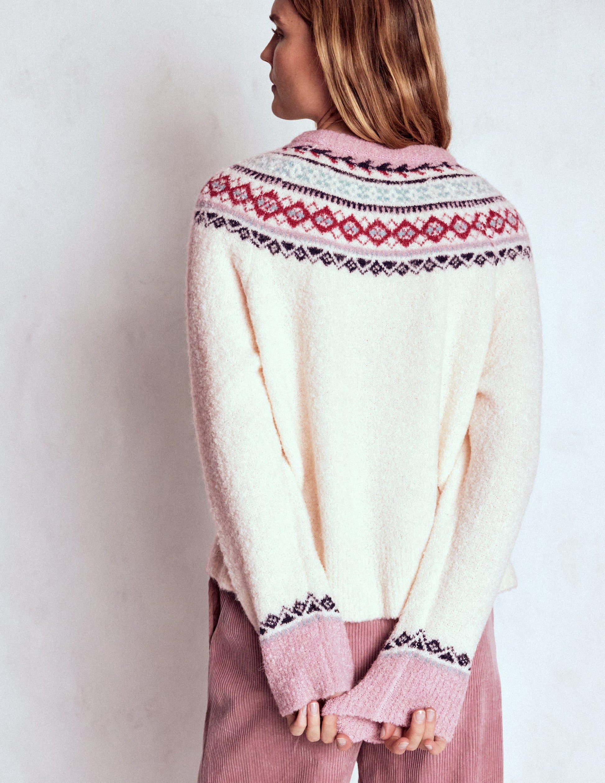 Bouclé Raglan Jumper-Warm Ivory Fair Isle-3