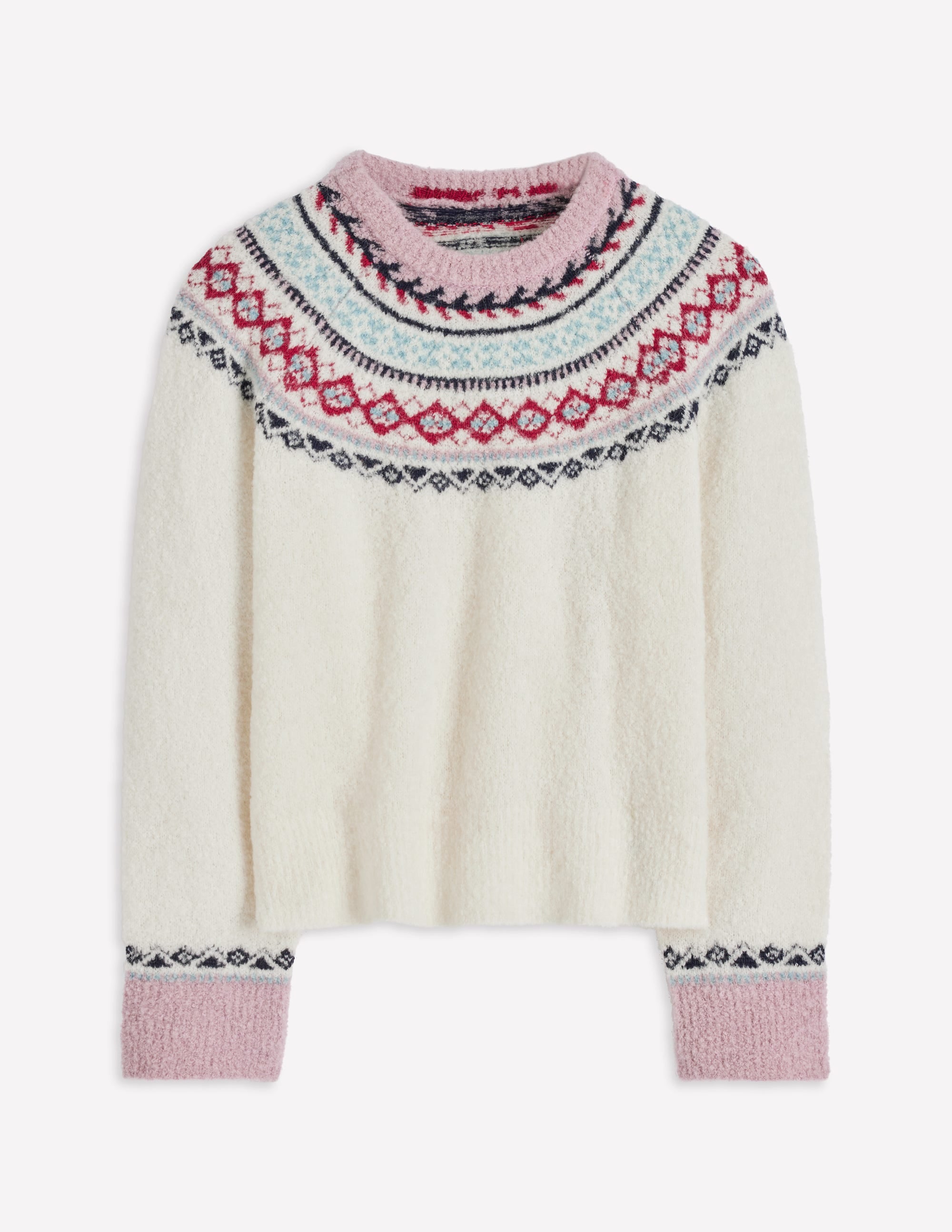 Bouclé Raglan Jumper-Warm Ivory Fair Isle - Image 7
