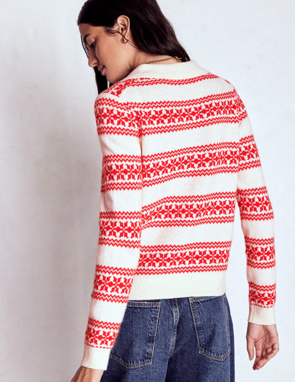 Edie Fair Isle Knitted Shirt-Warm Ivory, Red Fair Isle-3