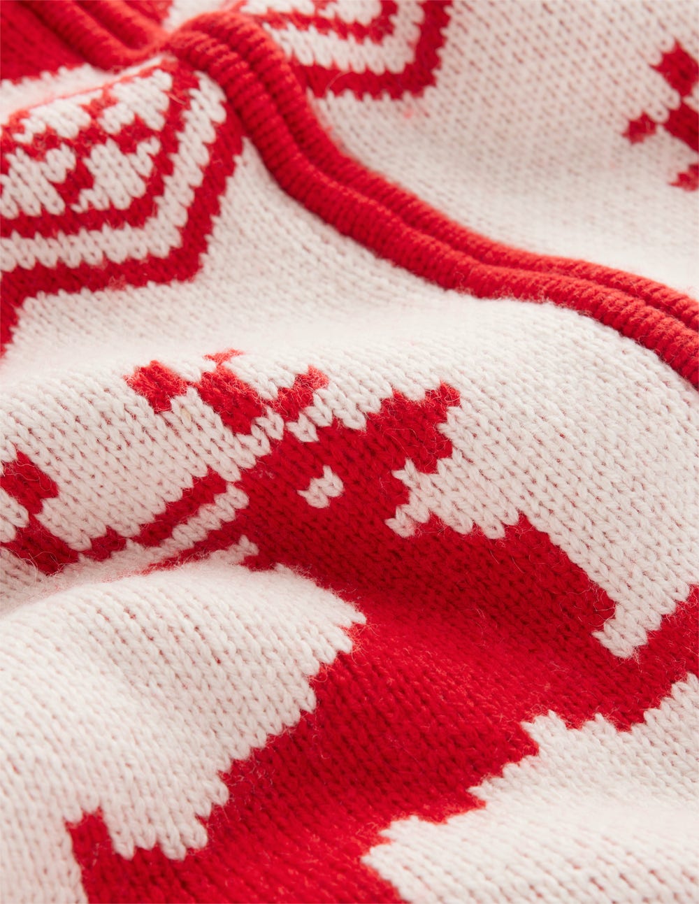 Zip Up Jacquard Cardigan-Poppy Red Reindeer - Image 9
