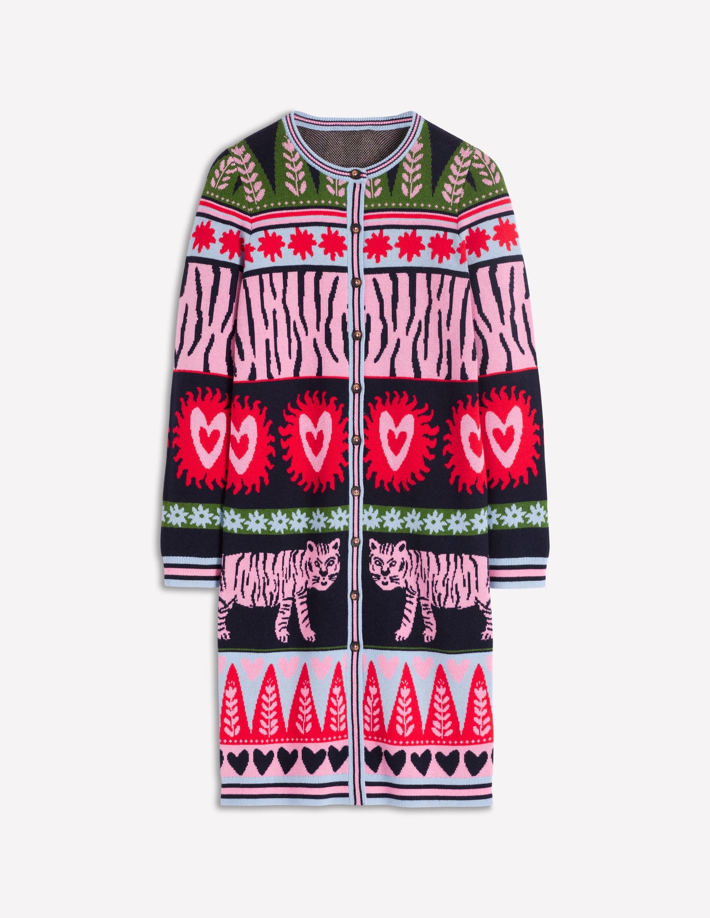 Long Jacquard Cardigan-Navy Tigers