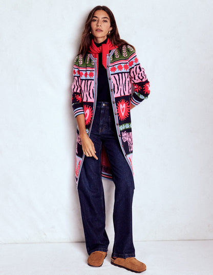 Long Jacquard Cardigan-Navy Tigers-4