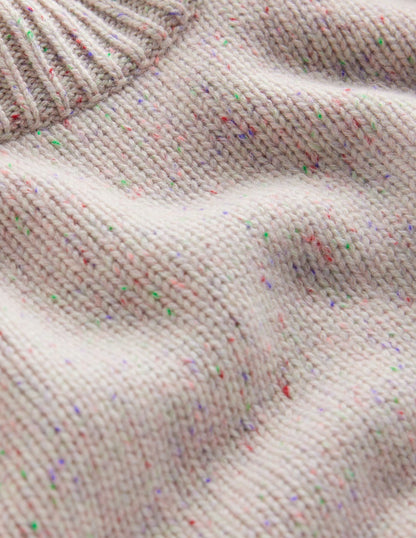 Chunky Cashmere Jumper-Ivory, Multi Neps-7