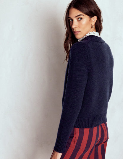 Chunky Cashmere Jumper-Navy-3