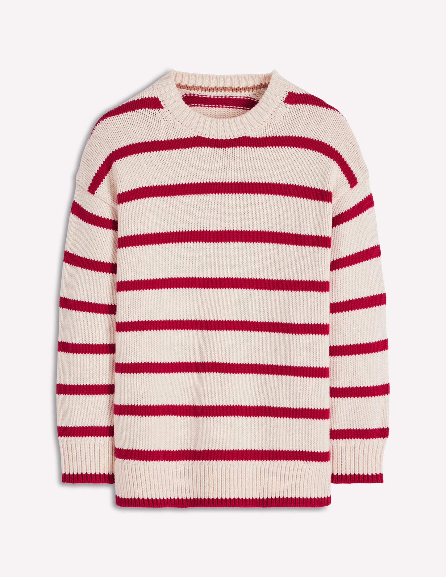 Lucy Oversized Cotton Jumper-Ivory, Red Stripe