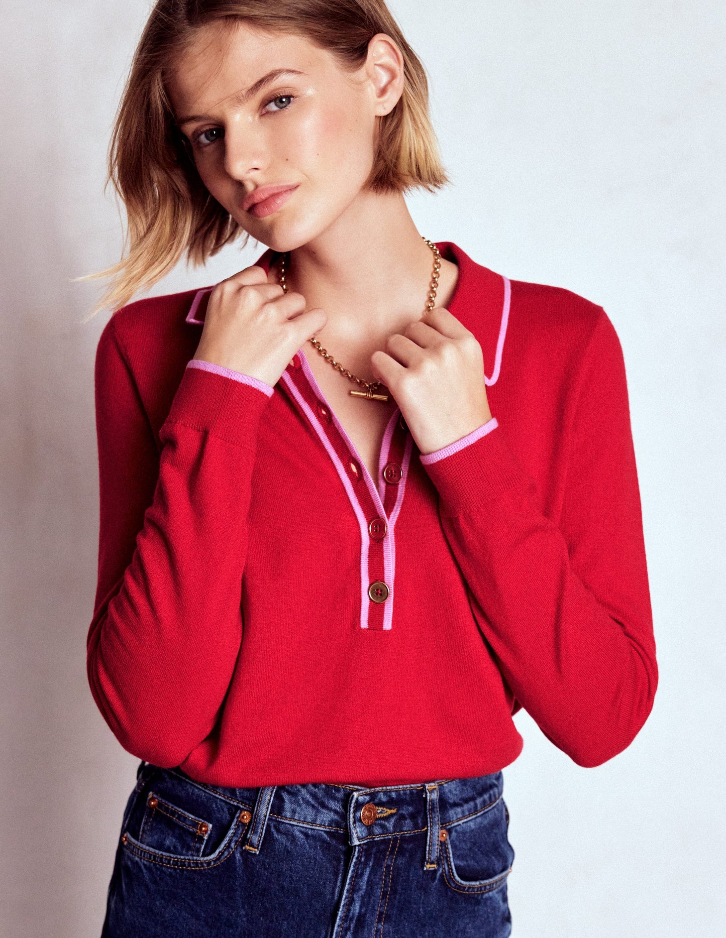 Liz Henley Jumper-Salsa Red