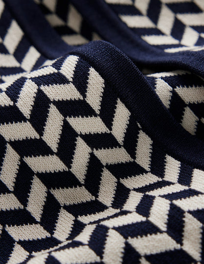 Jacquard Coatigan-Navy/ Ivory Dogtooth-7