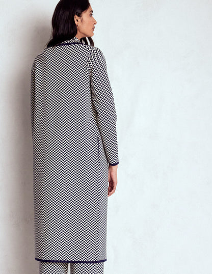 Jacquard Coatigan-Navy/ Ivory Dogtooth-3