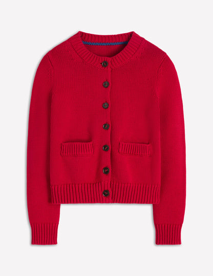 Lucy Chunky Cotton Cardigan-Merida Red-5