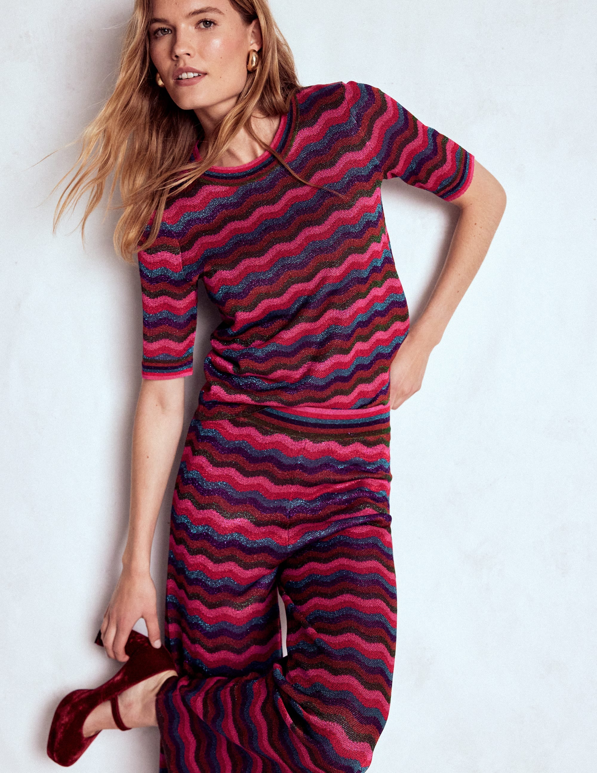 Jacquard Knitted T-Shirt-Multi - Image 1