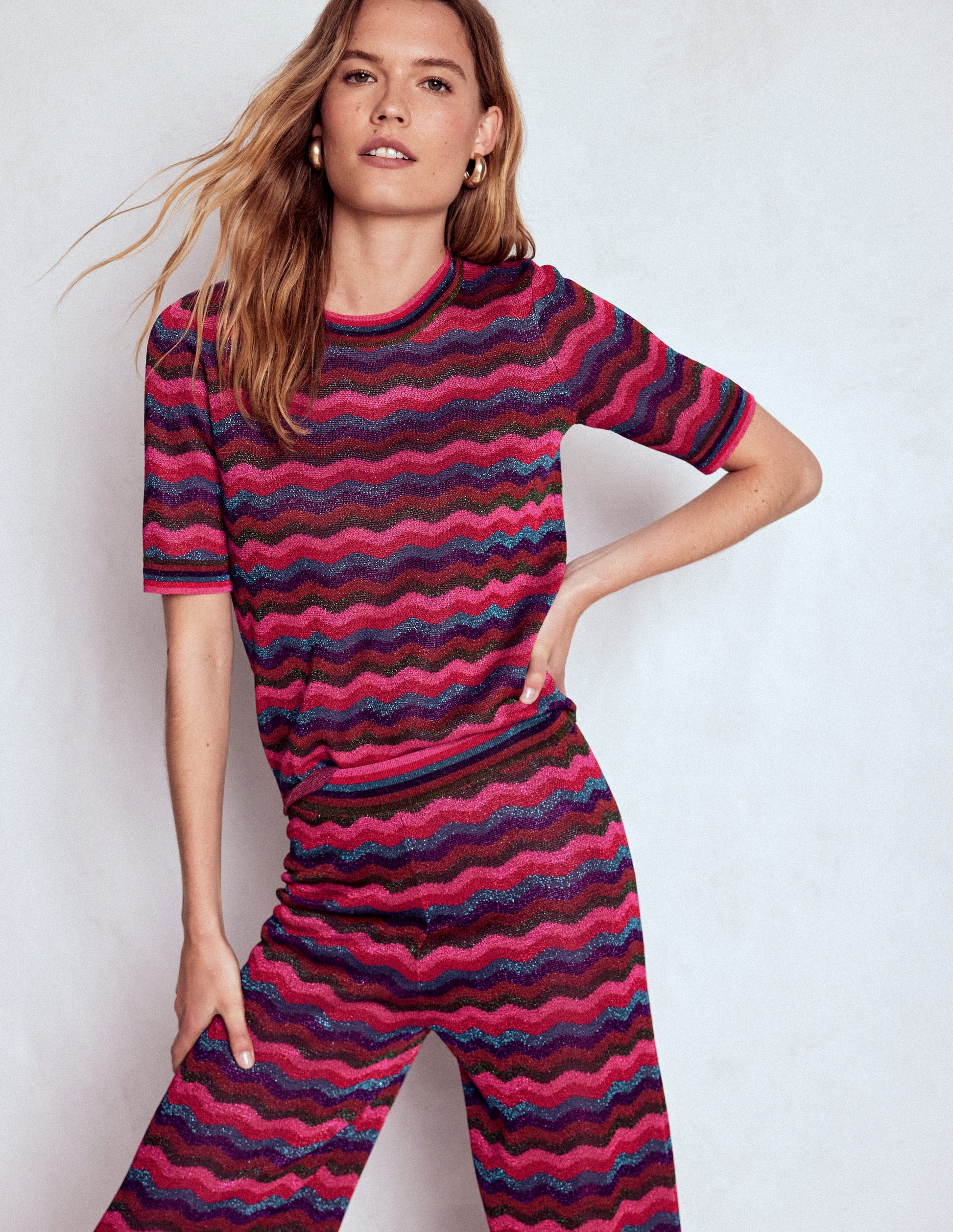 Jacquard Knitted T-Shirt-Multi-5