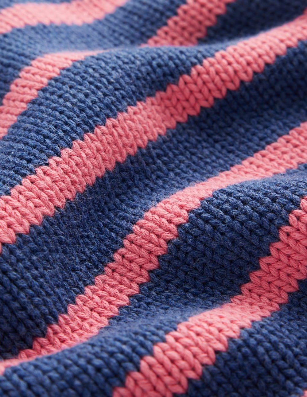 Lucy Chunky Cotton Jumper-Blue, Pink Stripe - Image 10