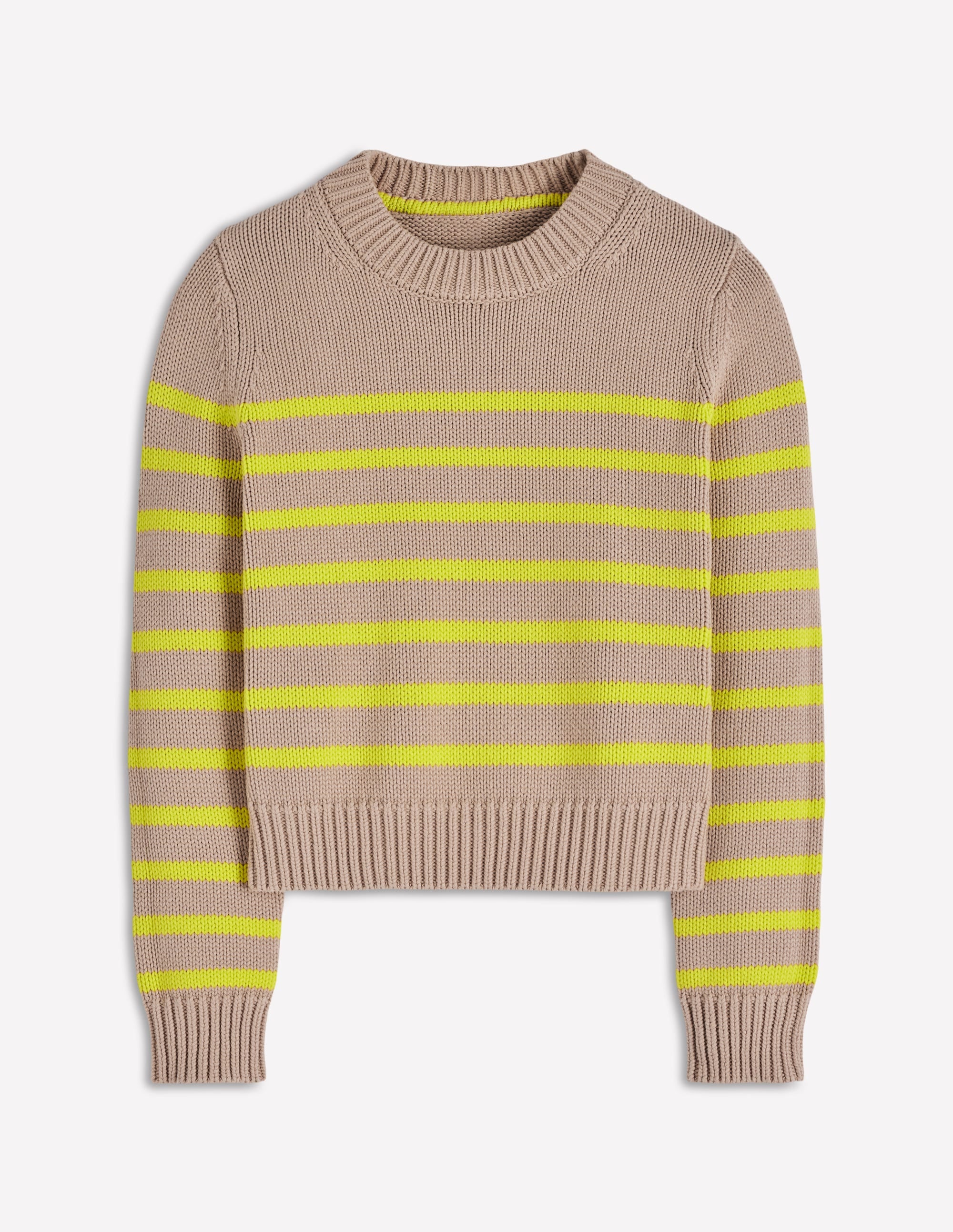 Lucy Chunky Cotton Jumper-Camel Melange, Neon Stripe - Image 7