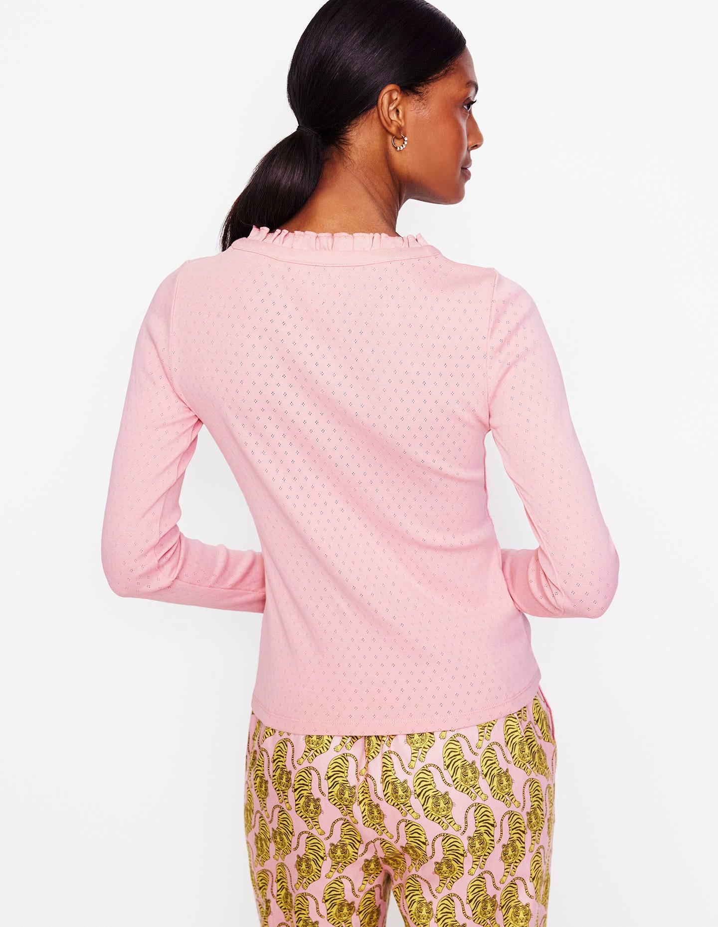 Henley Pyjama Top-Pink-3