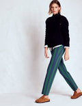 High Rise Stripe Jeans-Green and Navy Stripe