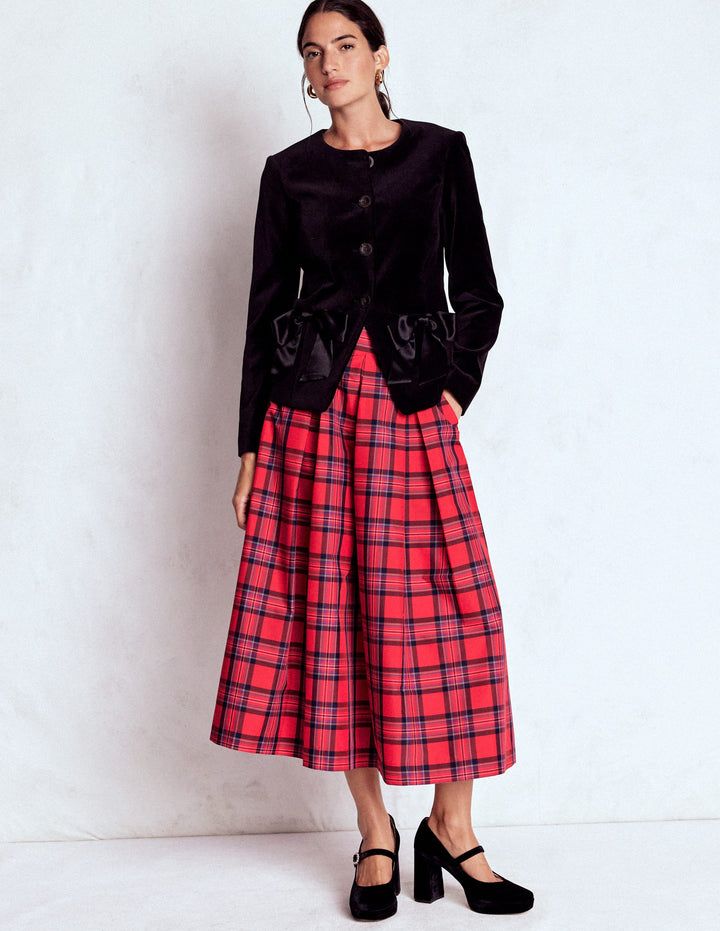 Verity Tartan Midi Skirt-Red, Navy & Purple Brand Check