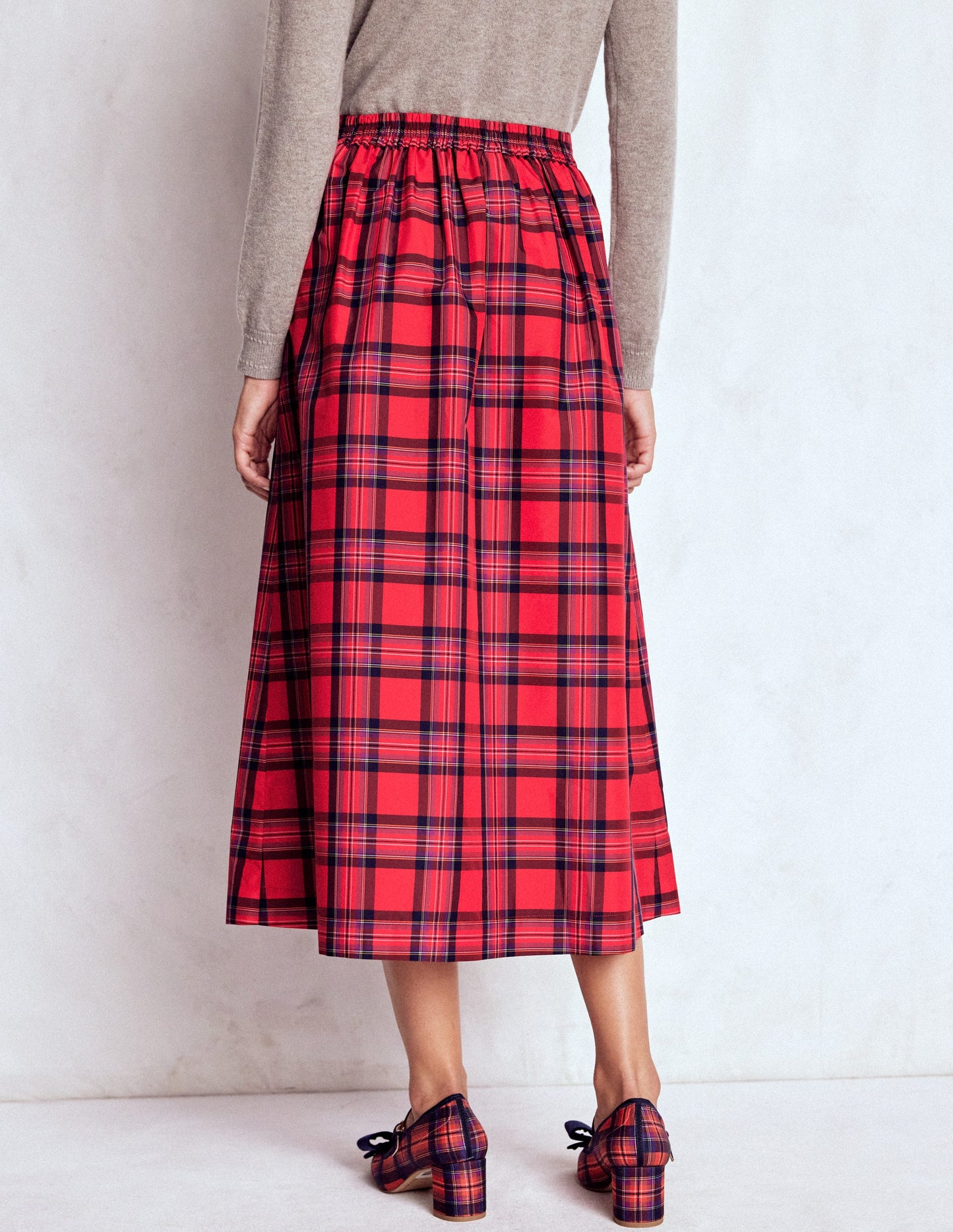 Verity Tartan Midi Skirt-Red, Navy & Purple Brand Check