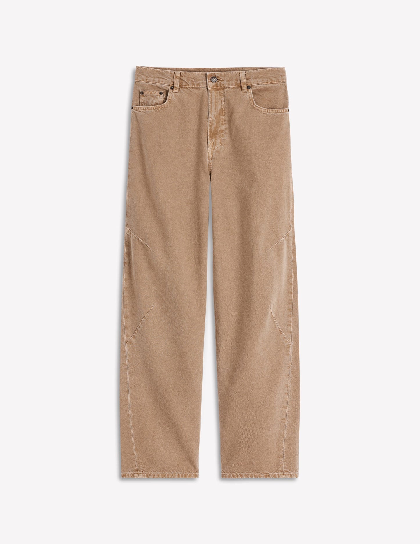 Full Length Barrel Leg Jeans-Tobacco