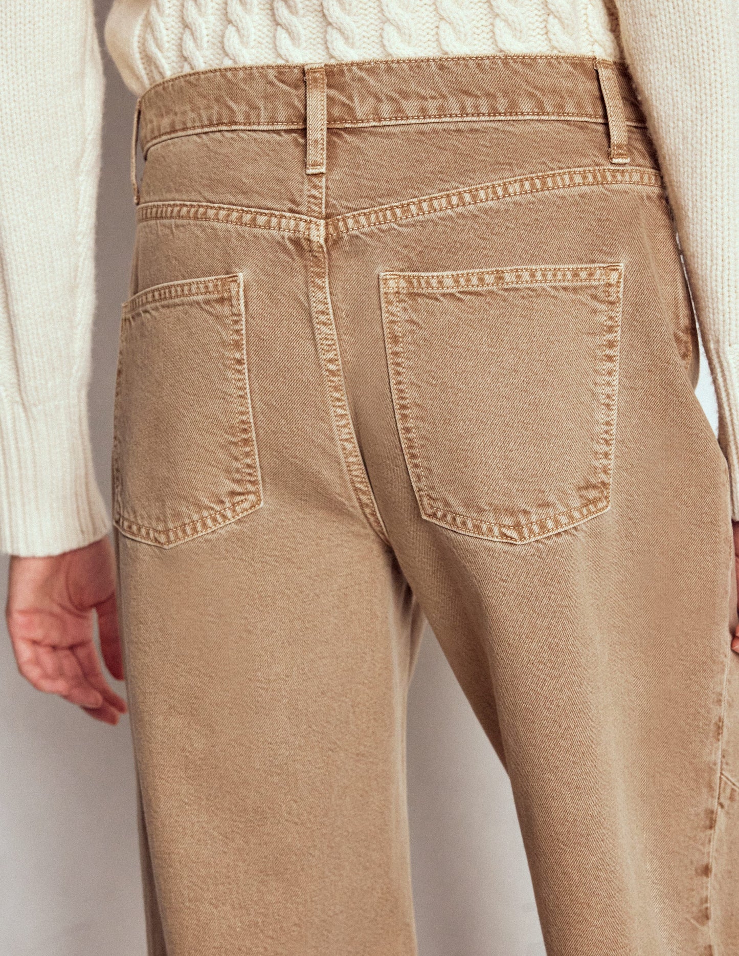 Full Length Barrel Leg Jeans-Tobacco