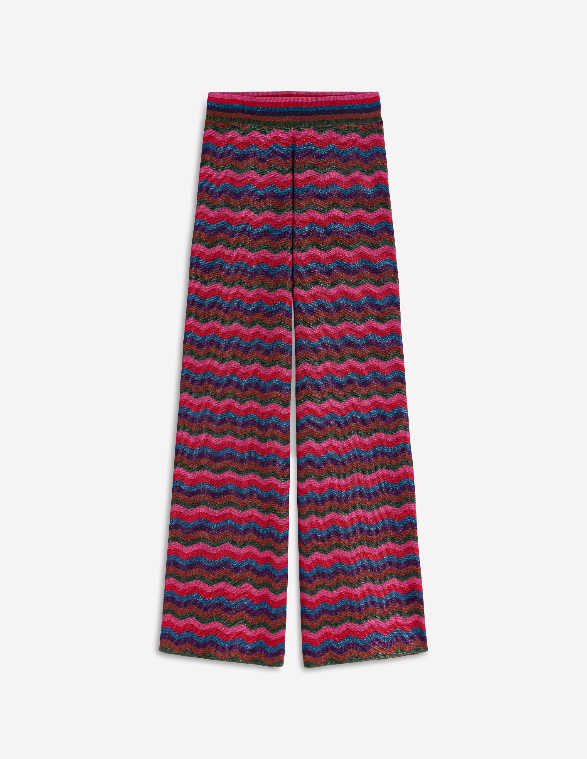 Jacquard Knitted Trousers-Jewel Toned Metallic Wave - Image 7