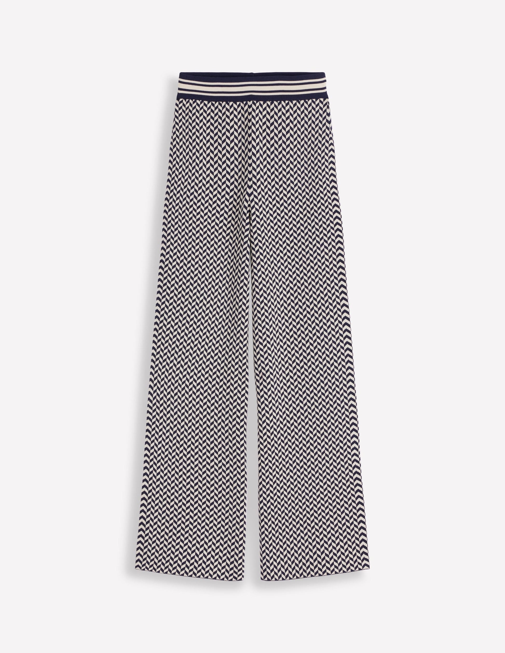 Jacquard Knitted Trousers-Geo Navy and Ivory Jacquard-5