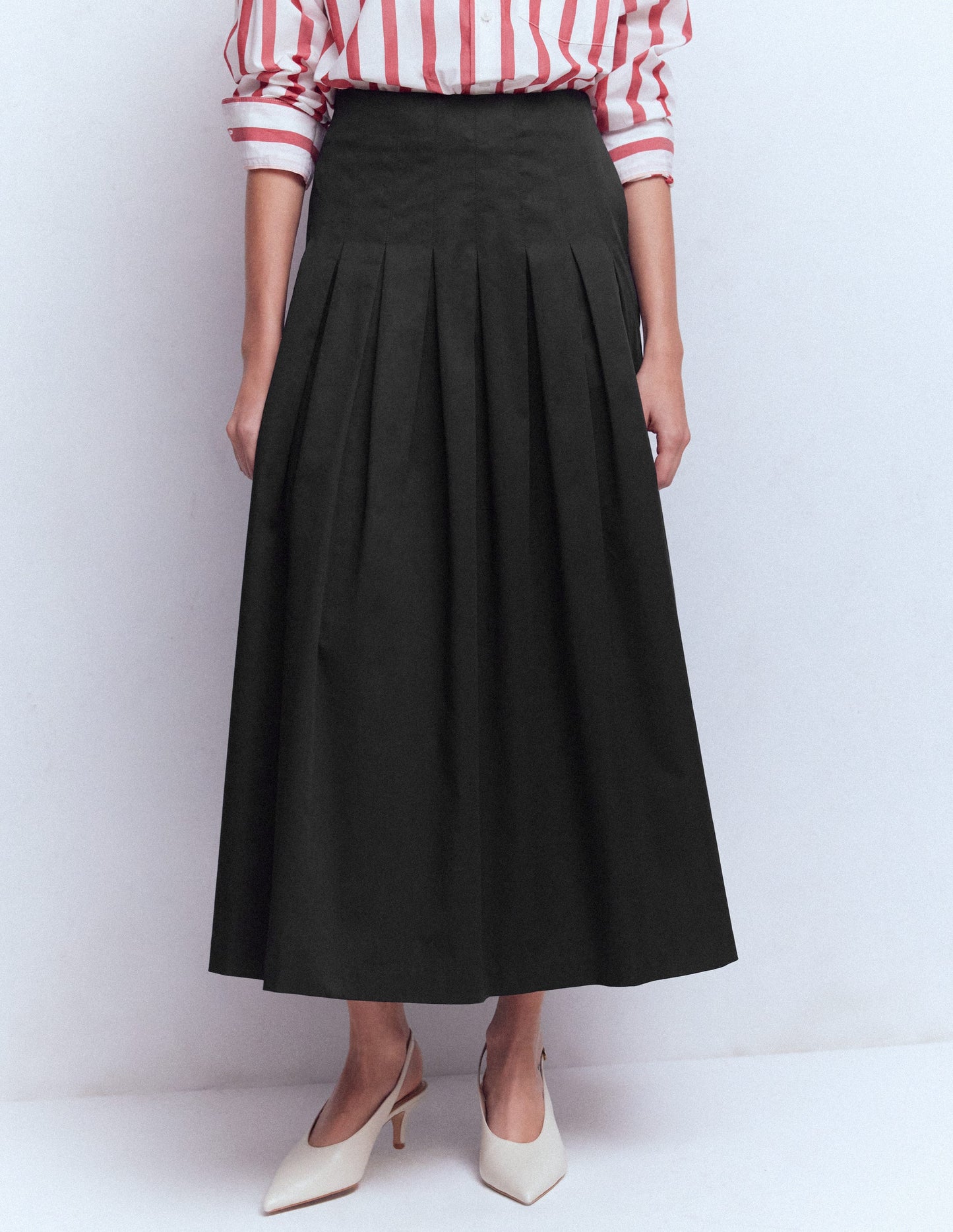Valentina Sateen Skirt-Black