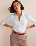 Saskia Stretch Cotton Shirt-White